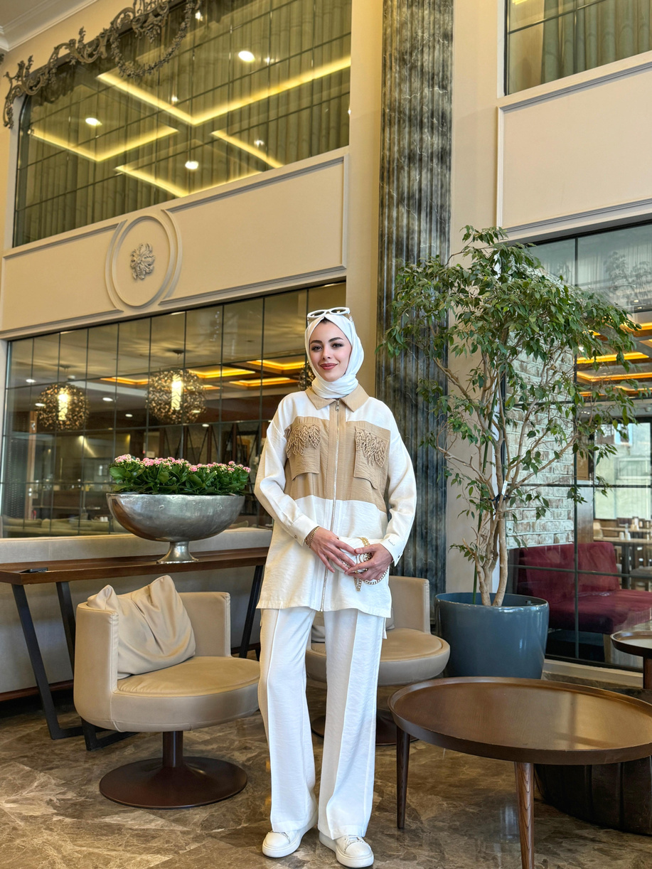 Cepağı Lazer Kesimli Ekru-Latte Takım