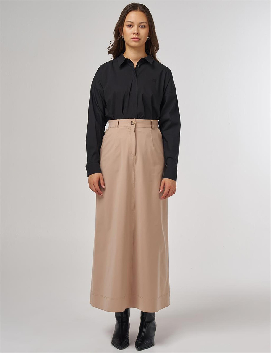 Cepli Fermuar Kapama Etek Bej