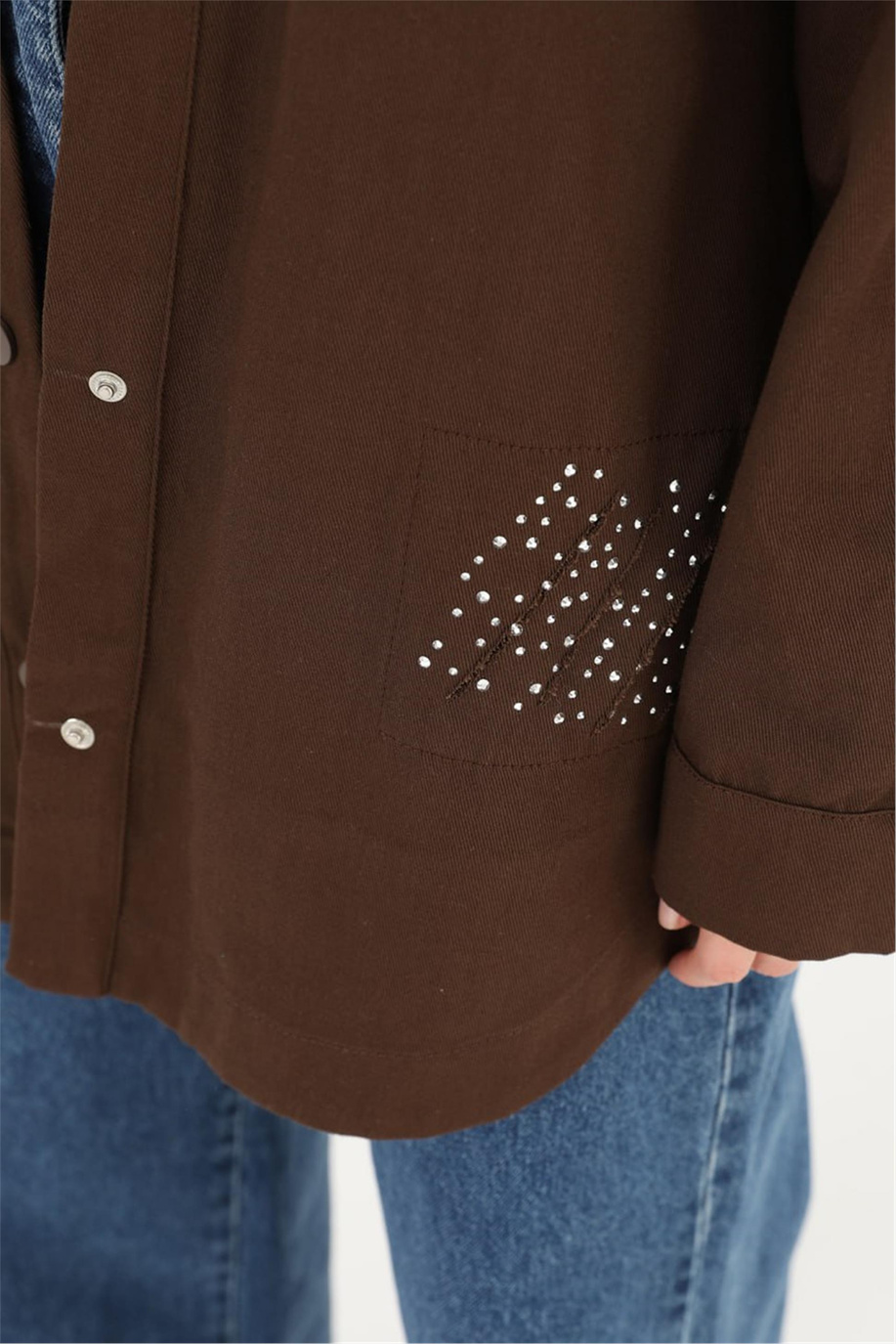 Cepli Taşlı Kahve Ceket