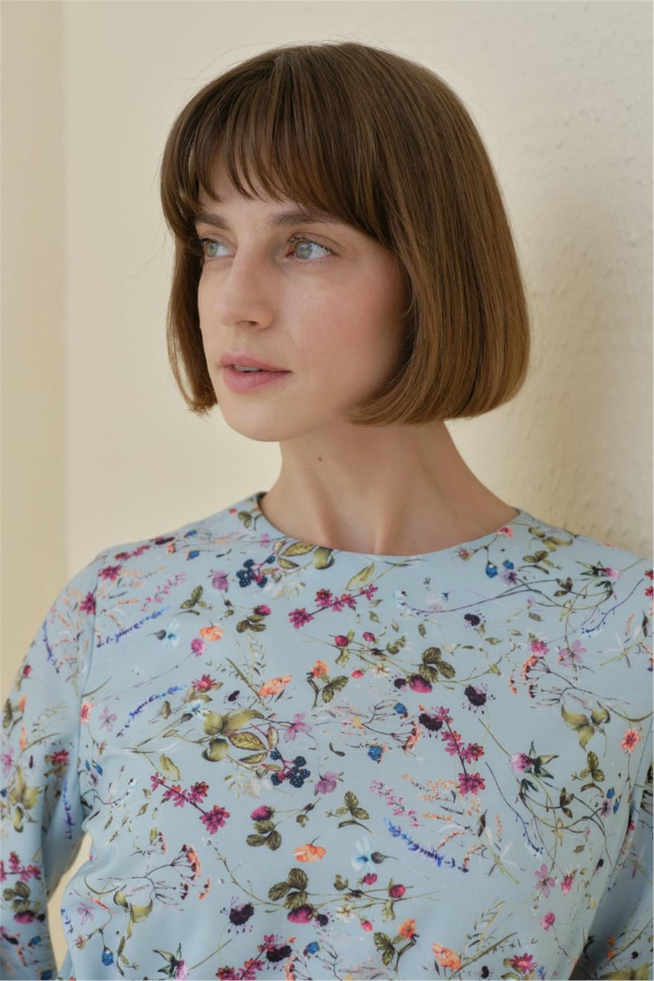 Çiçek Desenli Eteği Büzgülü Elbise Mint - 251EL4142NH.1