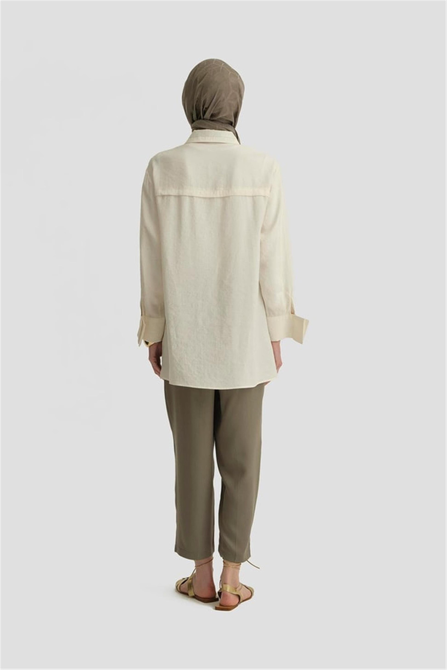 Çift Pileli Haki Pantolon