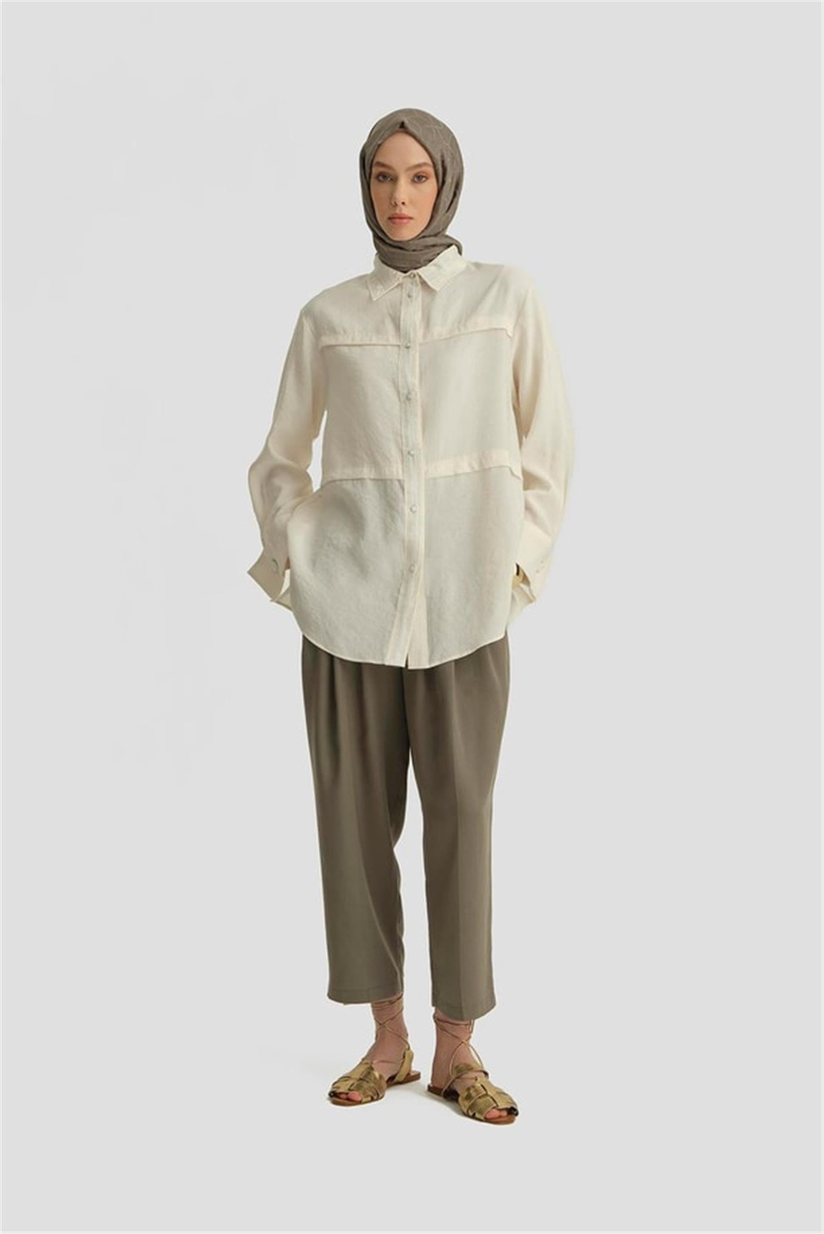 Çift Pileli Haki Pantolon