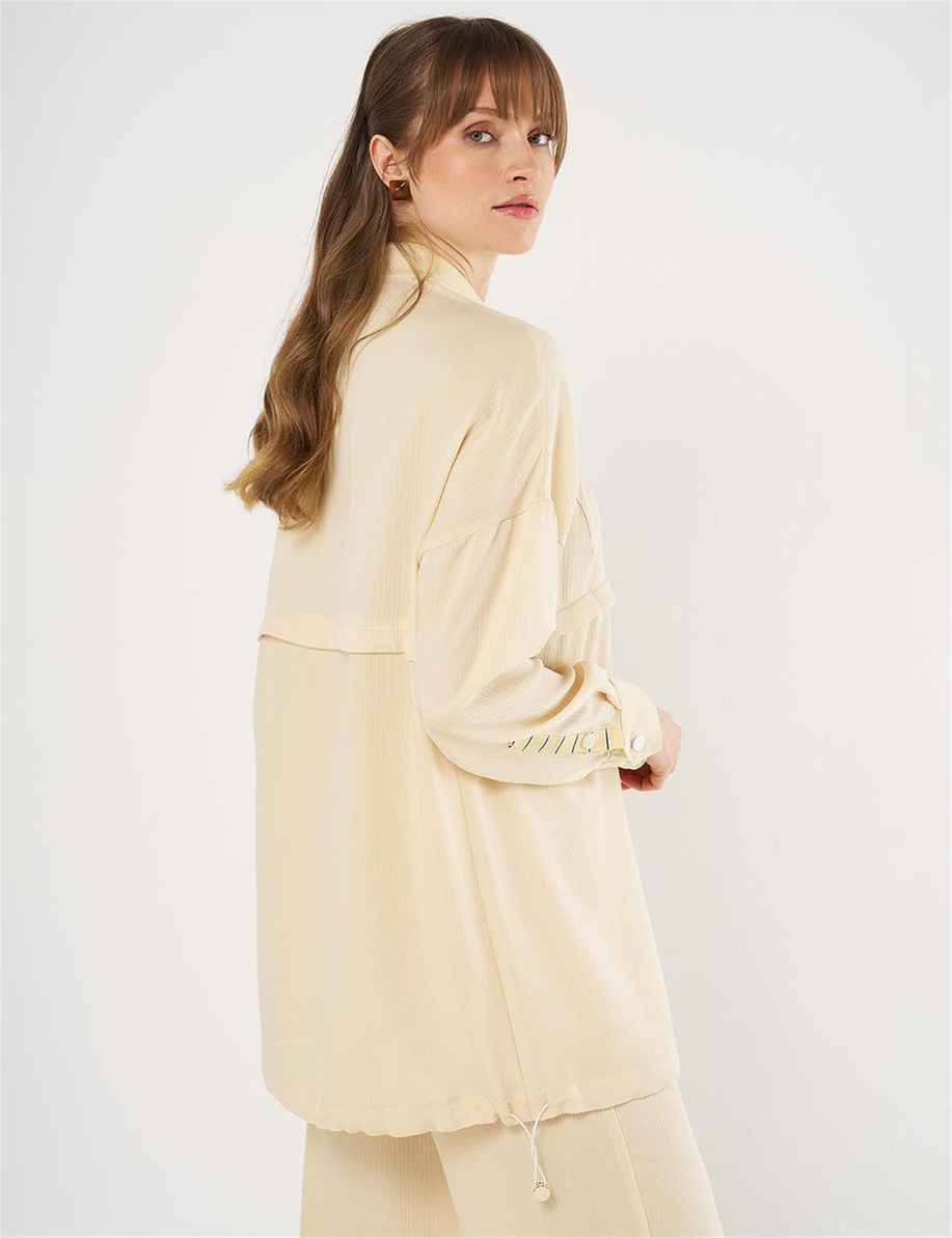 Çıt Çıt Kapamalı Dik Yaka Sweatshirt Açık Sarı