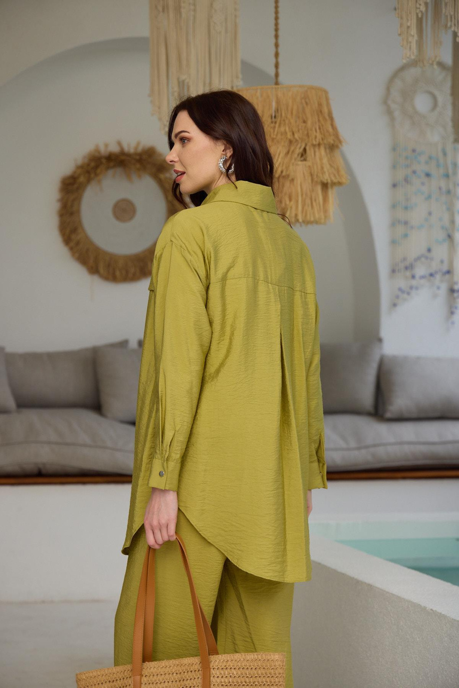 Çıtçıtlı İpek Cupra Oliv Takım