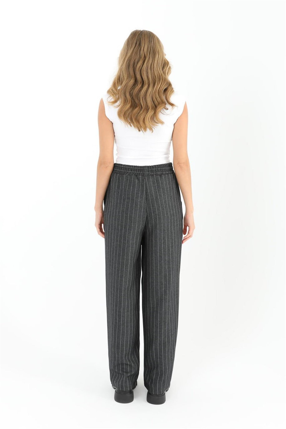 Çizgili Antrasit Pantolon