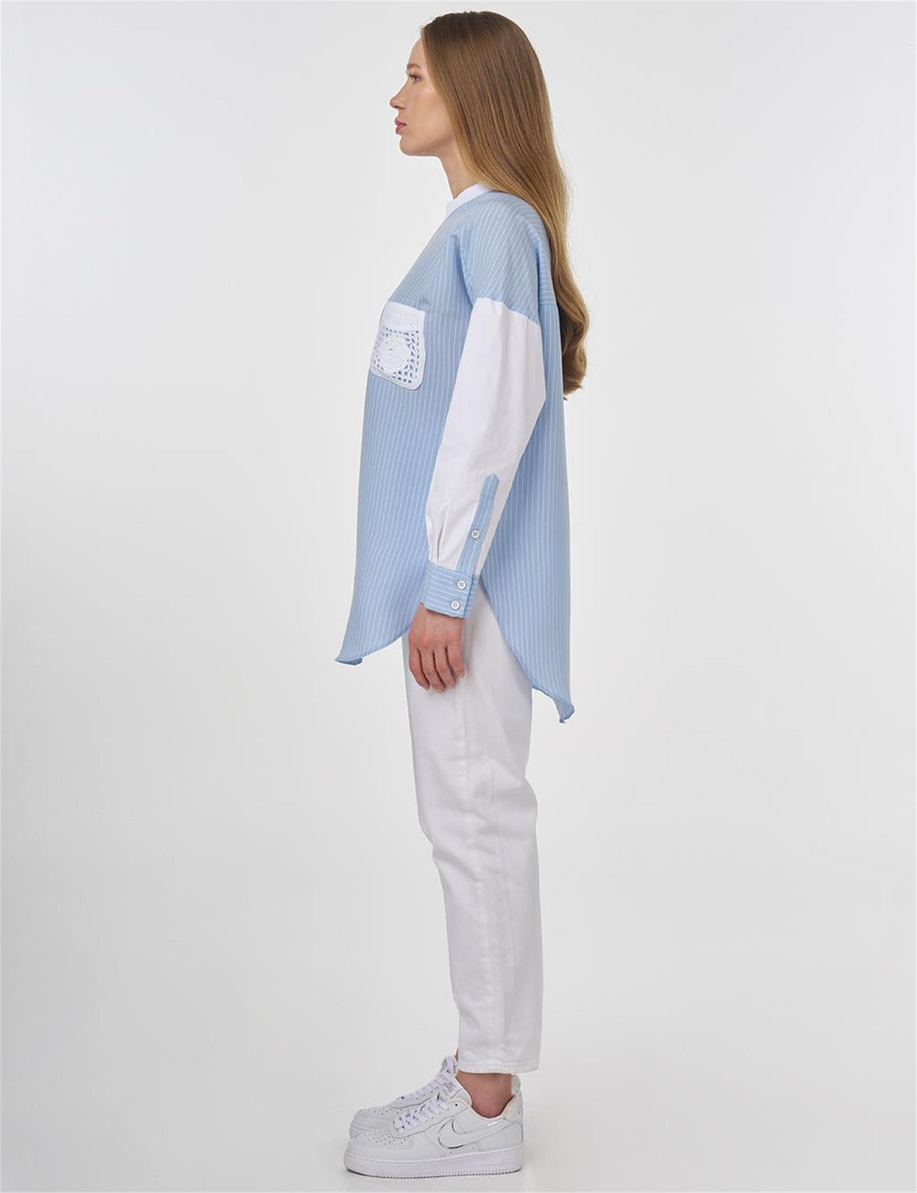 Dantel Aplike Modal Tunik Toz Duman