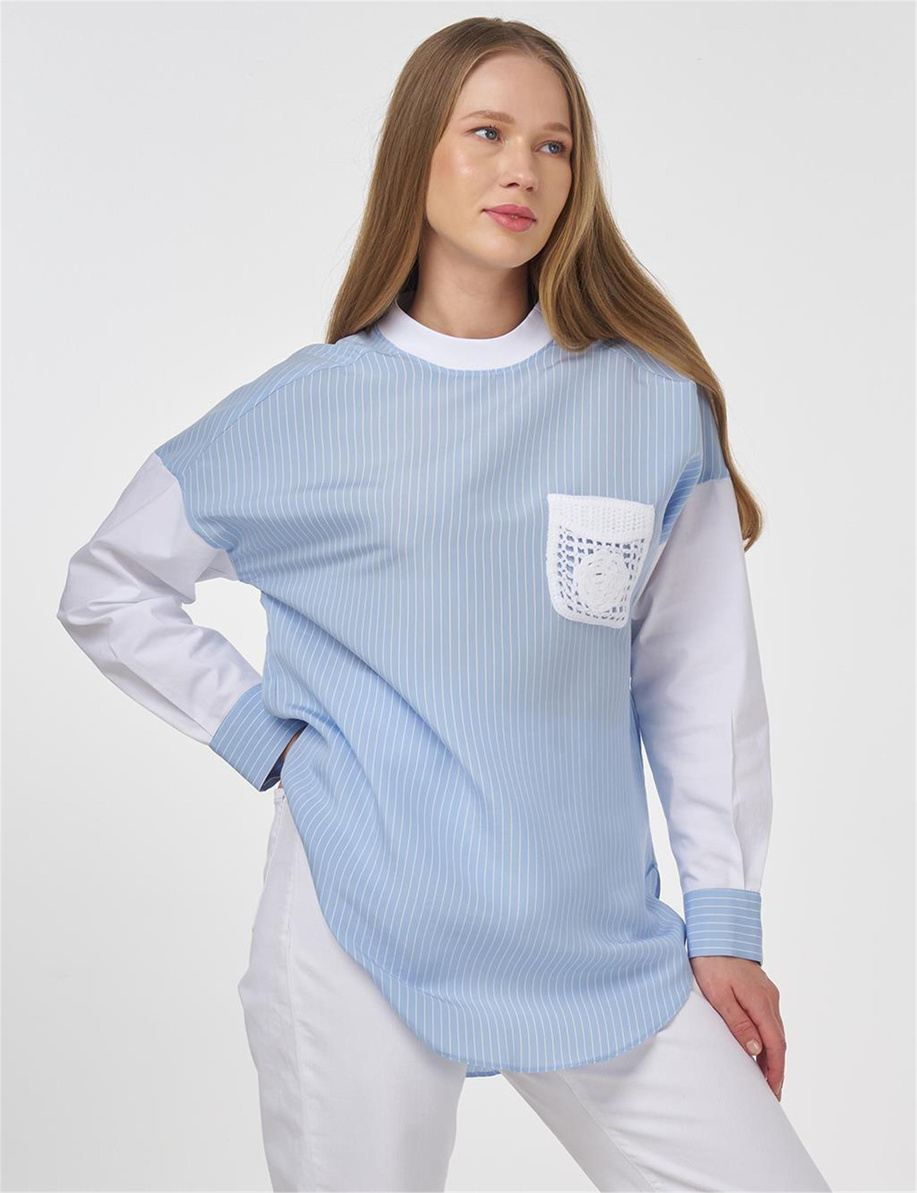 Dantel Aplike Modal Tunik Toz Duman