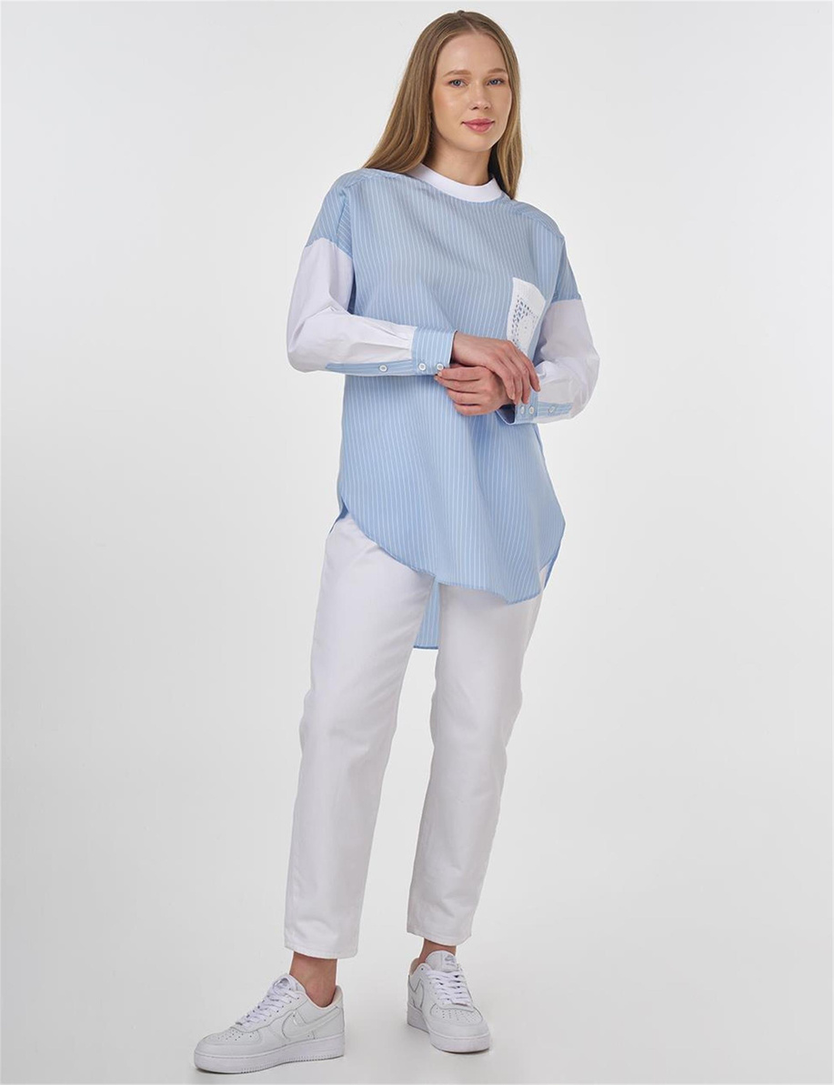 Dantel Aplike Modal Tunik Toz Duman