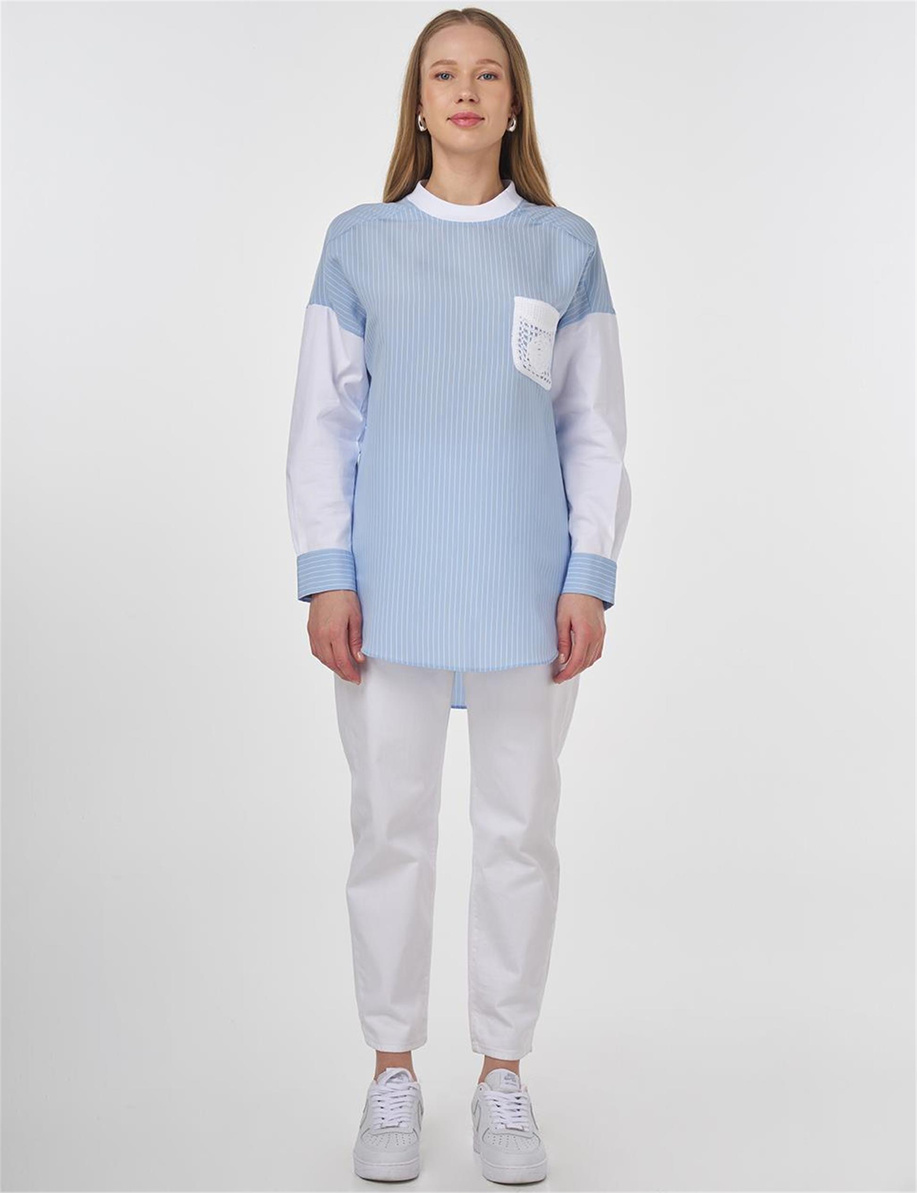 Dantel Aplike Modal Tunik Toz Duman