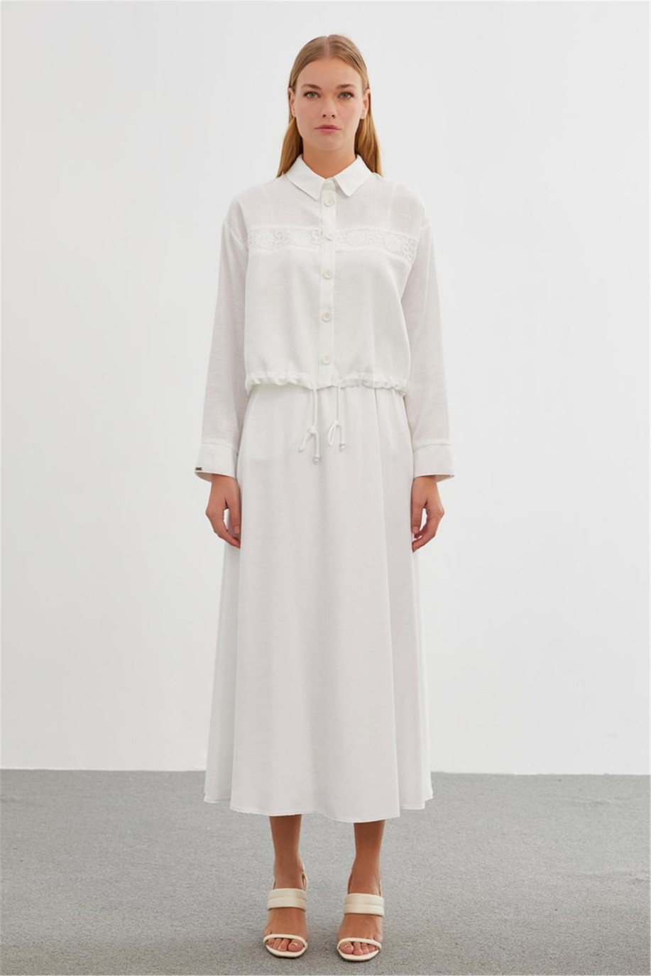 Dantel Detaylı Ekru Takım