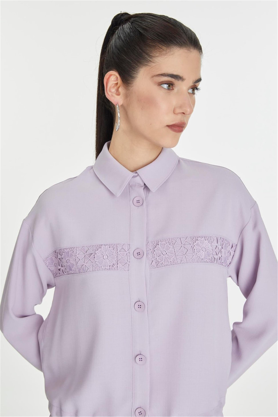 Dantel Detaylı Lavanta Takım