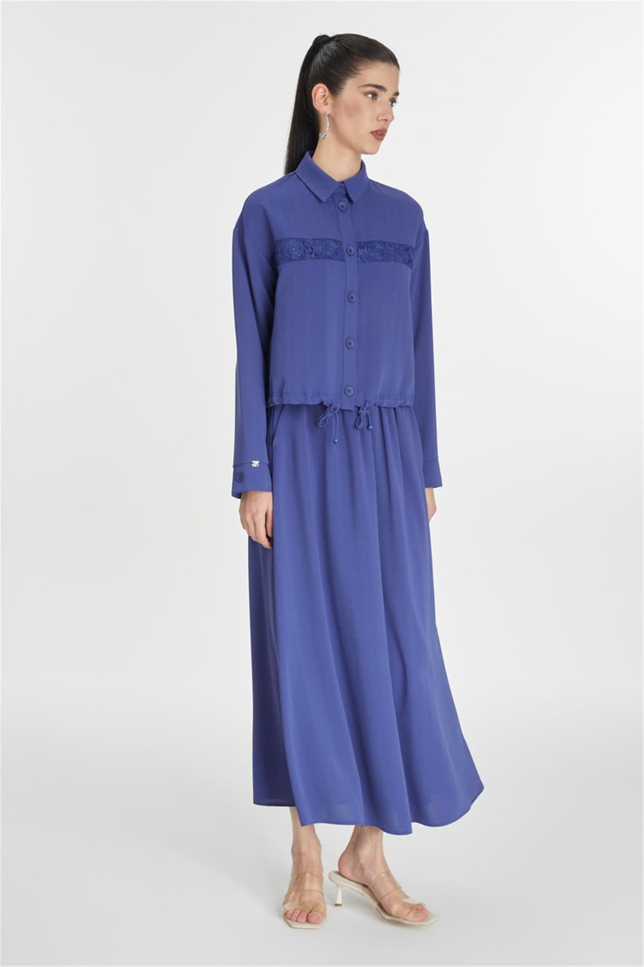 Dantel Detaylı Menekşe Takım