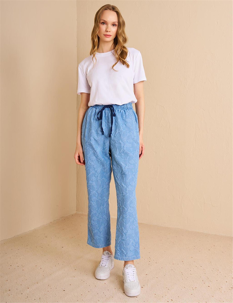 Denim Efektli Rahat Kesim Pantolon Mavi - KA-B25-19087
