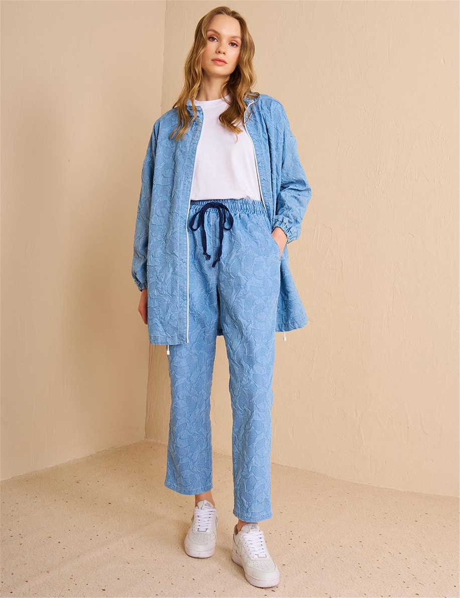 Denim Efektli Rahat Kesim Pantolon Mavi - KA-B25-19087
