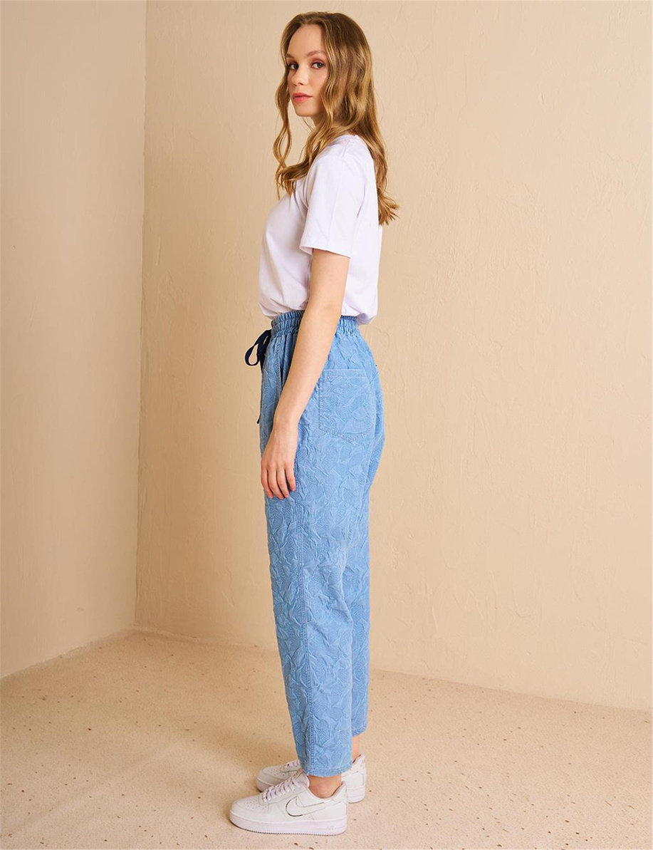 Denim Efektli Rahat Kesim Pantolon Mavi - KA-B25-19087