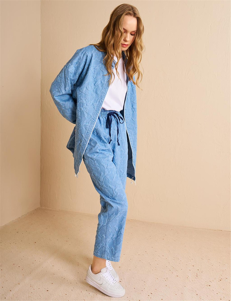 Denim Efektli Rahat Kesim Pantolon Mavi - KA-B25-19087