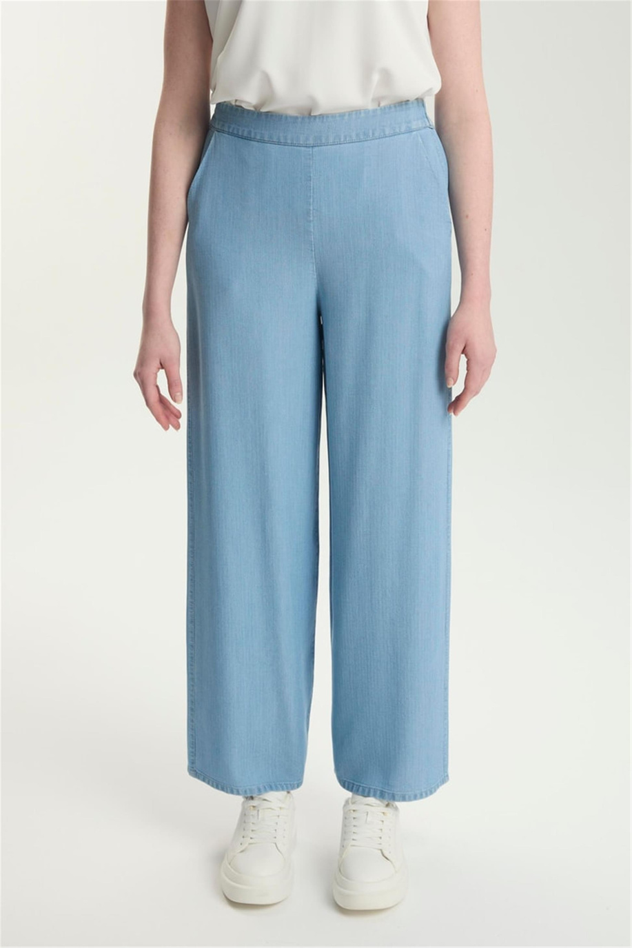 Denim Geniş Paça Pantolon Mavi - 25YZ0013