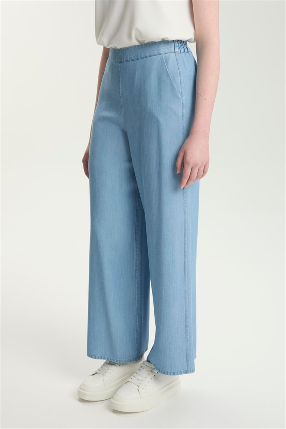 Denim Geniş Paça Pantolon Mavi - 25YZ0013