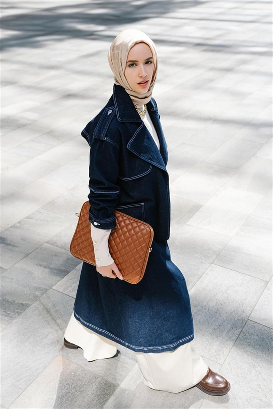 Denim Koyu Mavi Trençkot