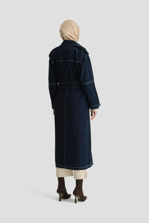 Denim Koyu Mavi Trençkot
