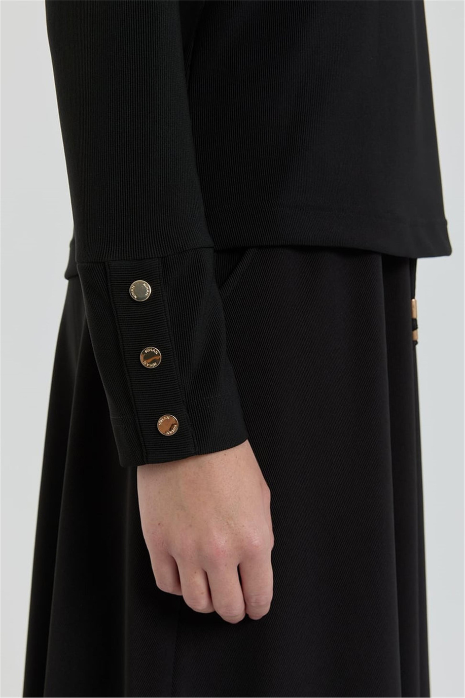 Dik Yaka Örme Basic Bluz Siyah