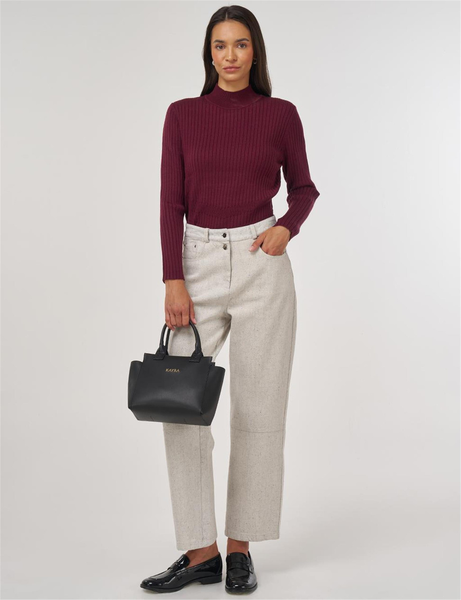 Dikiş Detaylı Denim Pantolon Gri