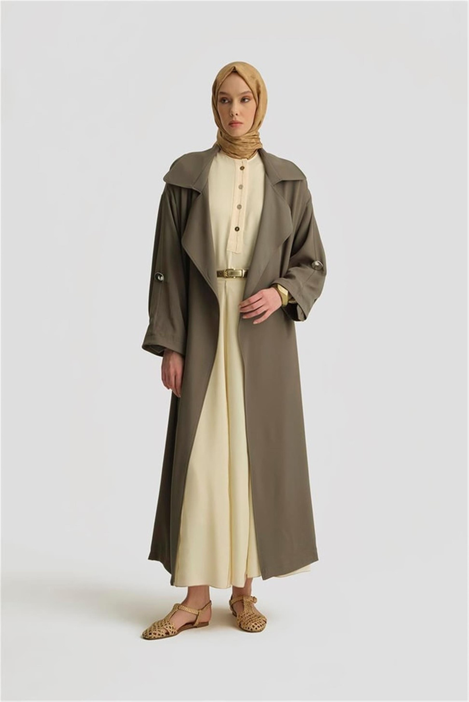 Dökümlü Açık Haki Giy-Çık