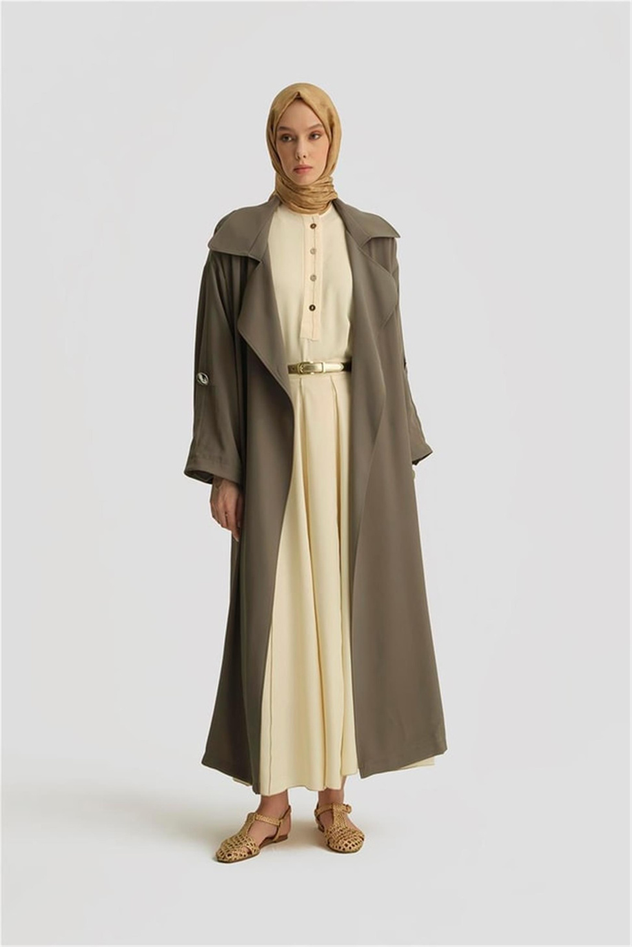 Dökümlü Açık Haki Giy-Çık