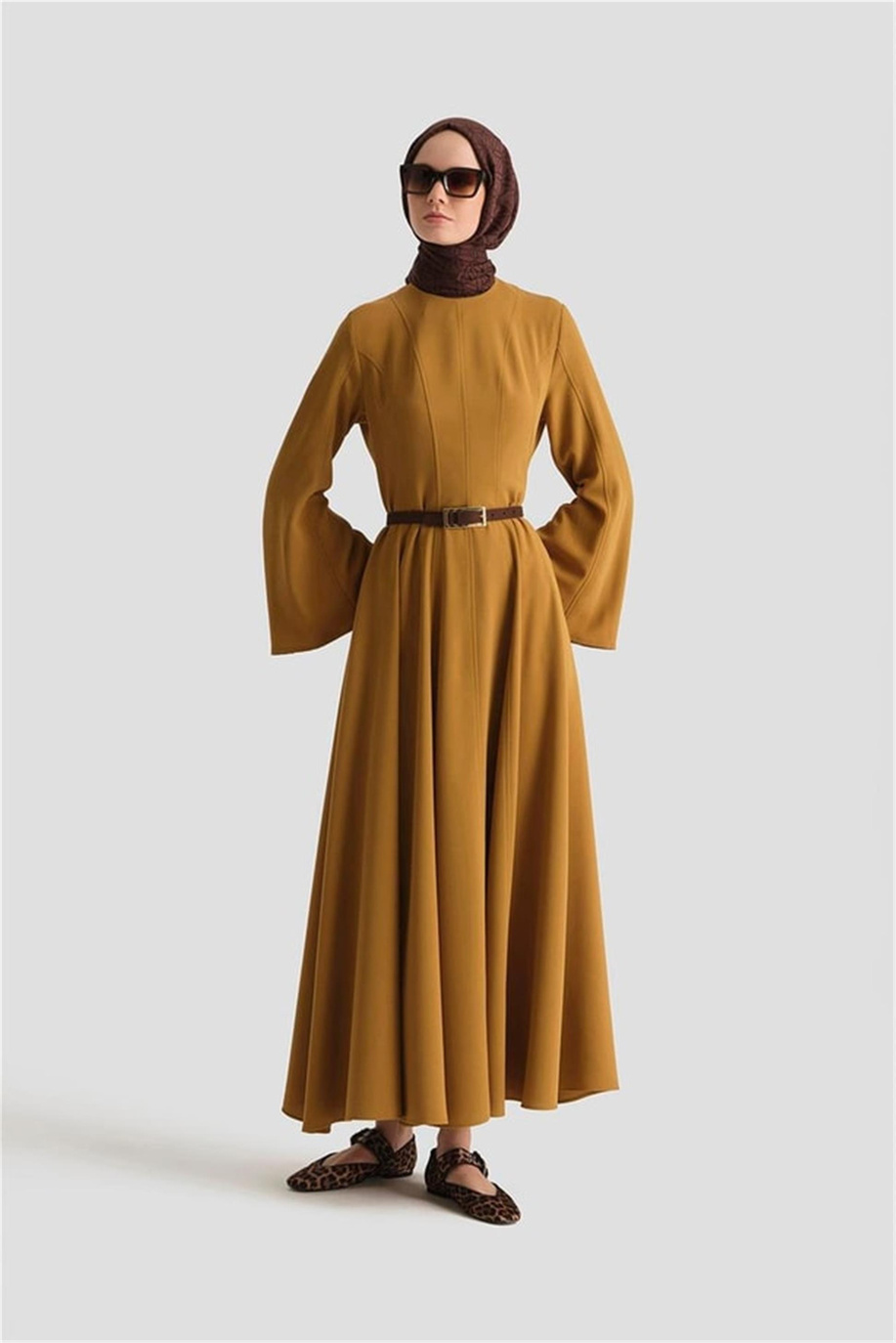 Dökümlü Kloş Elbise Sahra - 25Y9005