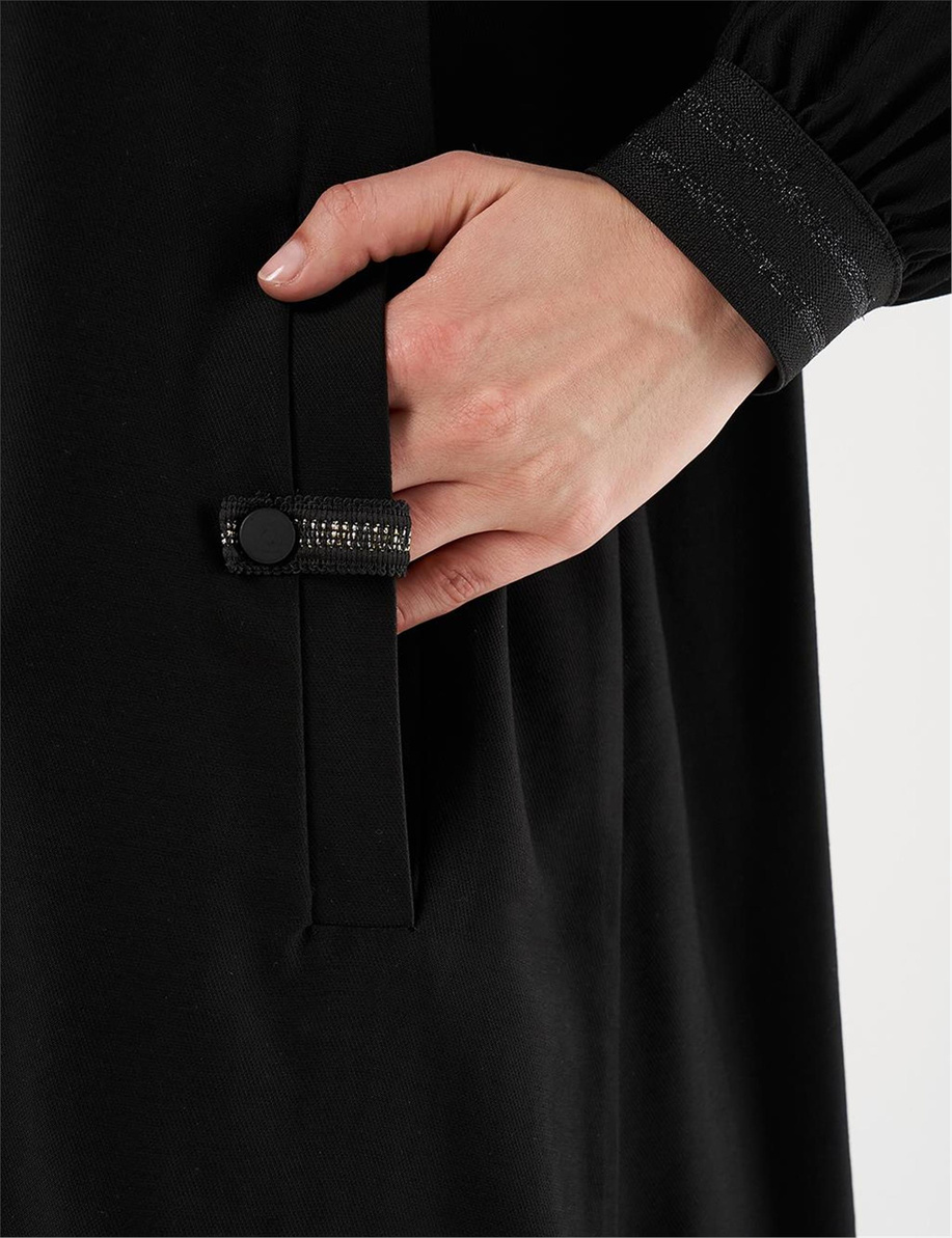 Fermuar Kapamalı Uzun Giy Çık Siyah