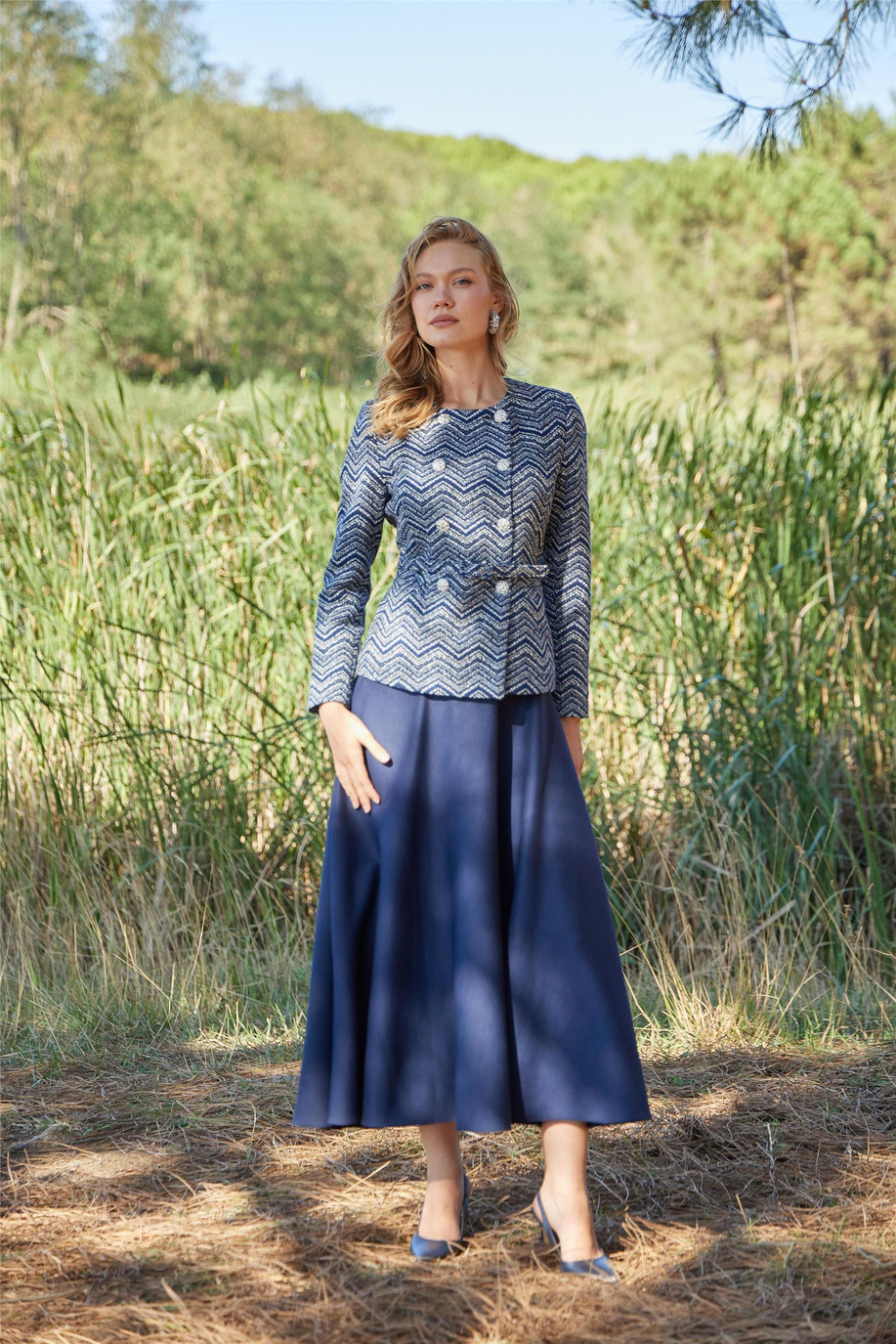 Fermuarlı Scuba Etek Lacivert - 25KMA0903