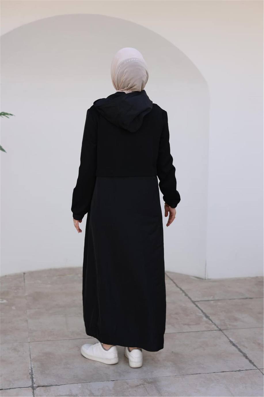 Fermuarlı Seyyar Kapüşonlu Siyah Giy Çık