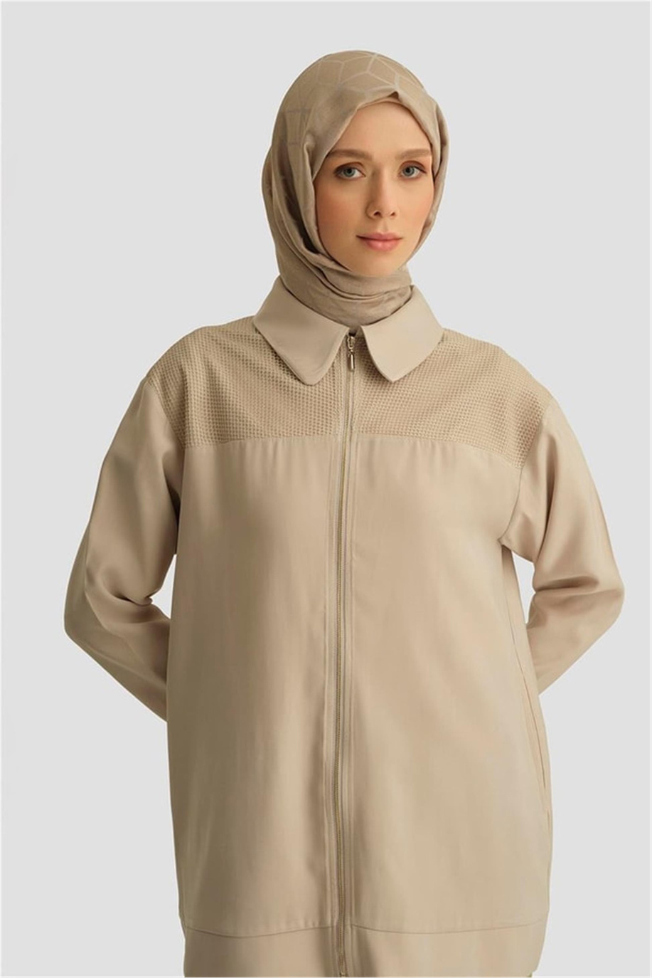 File Detaylı Tunik Bej - 25YD4228-1