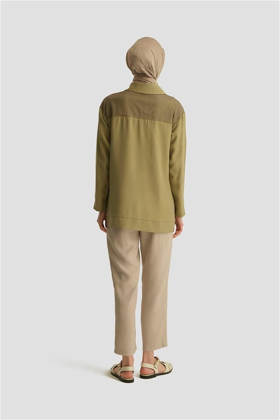 File Detaylı Tunik Haki - 25YD4228-1