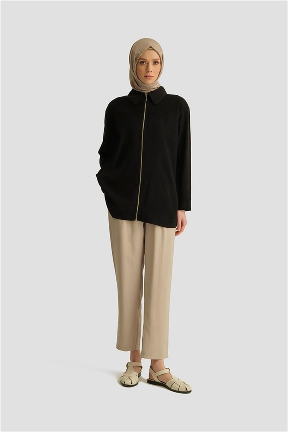 File Detaylı Tunik Siyah - 25YD4228-1
