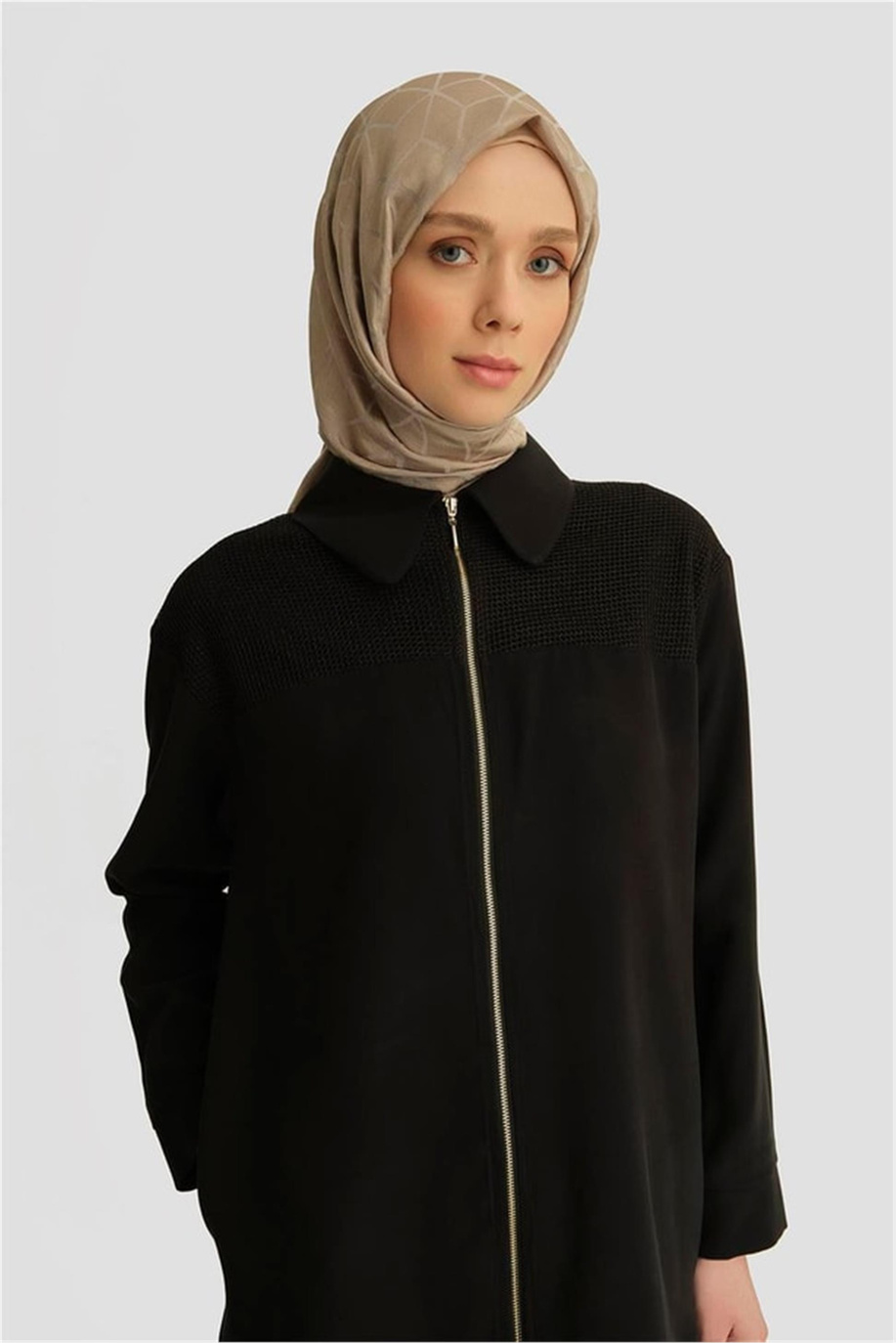 File Detaylı Tunik Siyah - 25YD4228-1