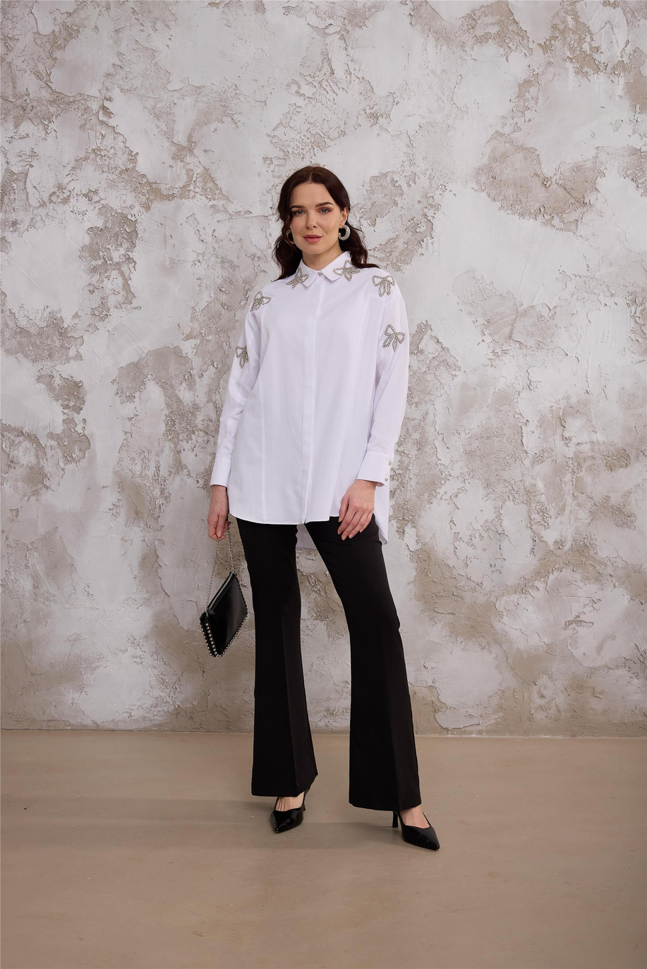 FİYONK TAŞLI PAMUK SATEN GÖMLEK