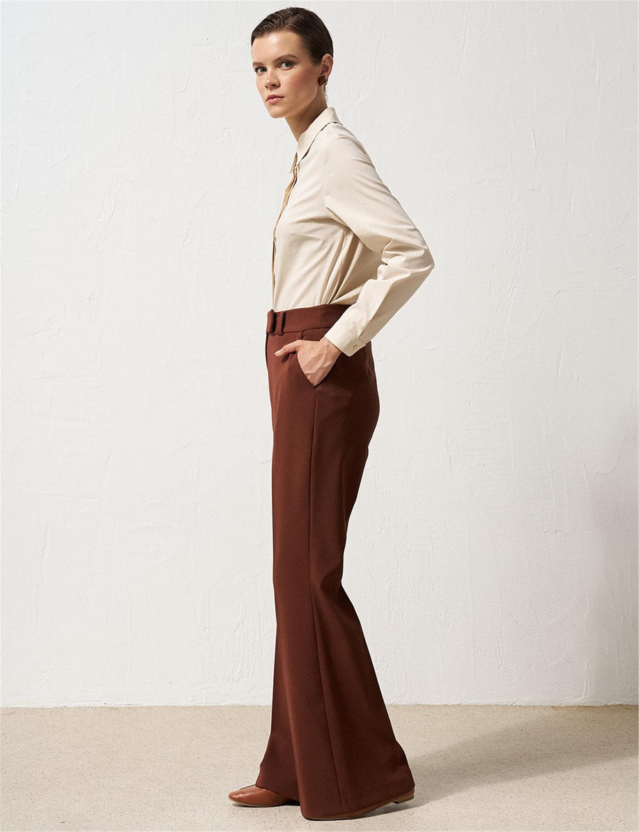 Flare Fit Kahve Pantolon