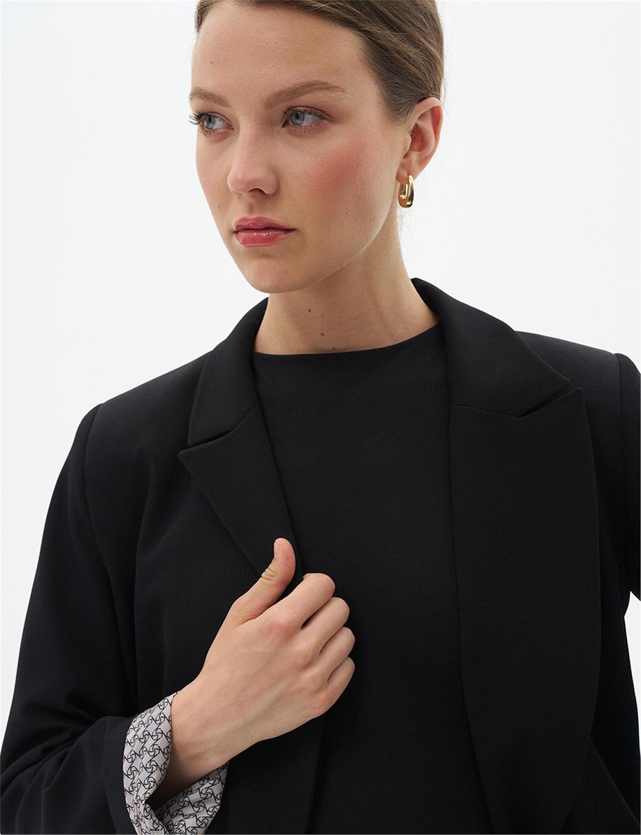 Fleto Cepli Basic Ceket Siyah