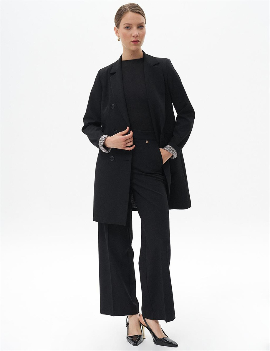 Fleto Cepli Basic Ceket Siyah