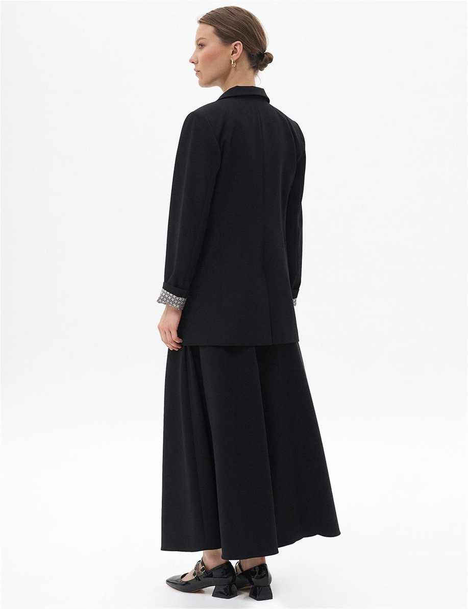 Fleto Cepli Basic Ceket Siyah