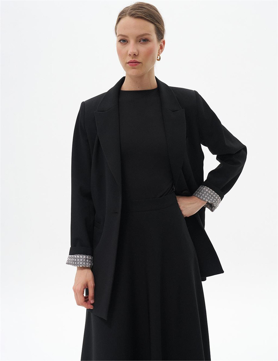 Fleto Cepli Basic Ceket Siyah