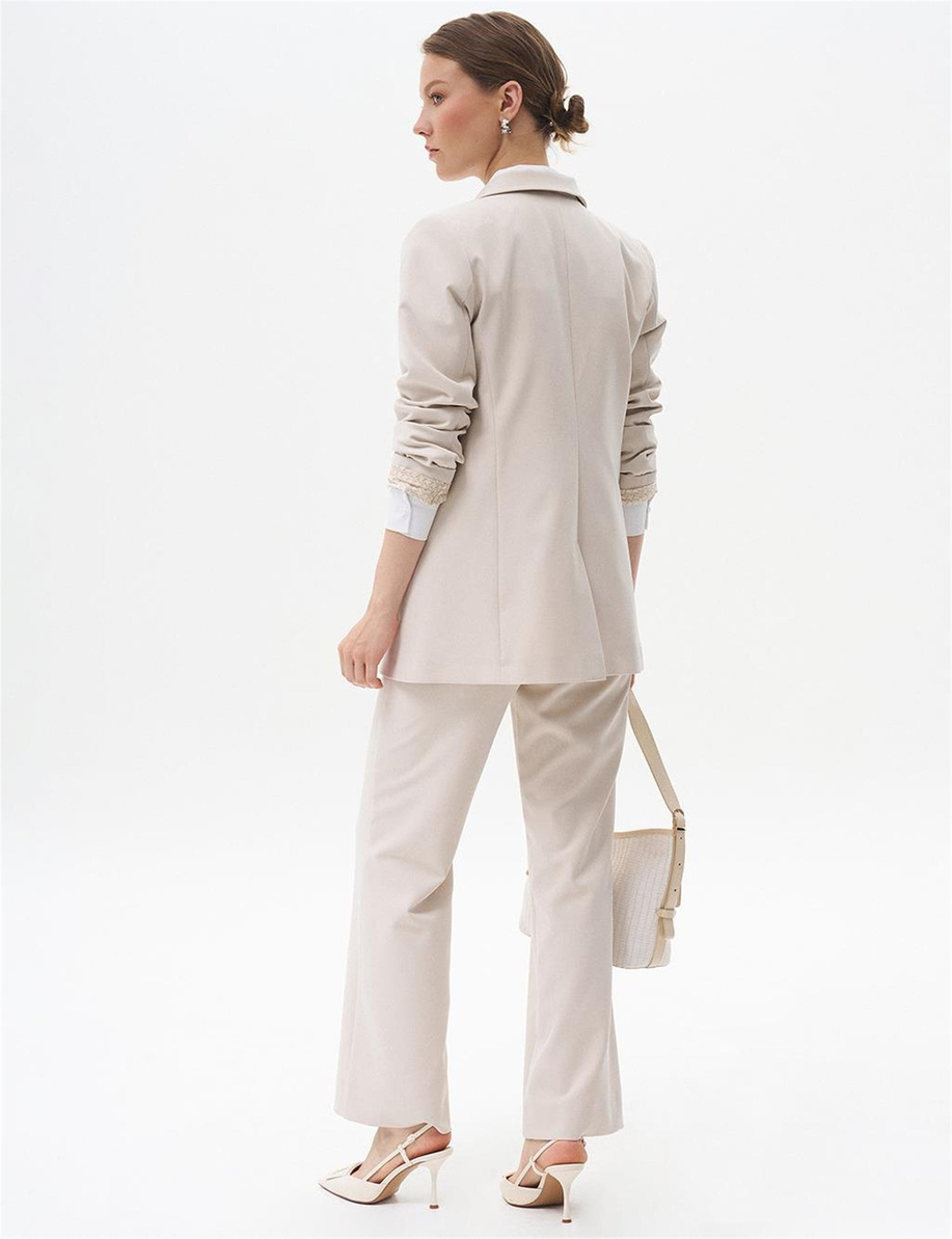 Fleto Cepli Basic Ceket Taş