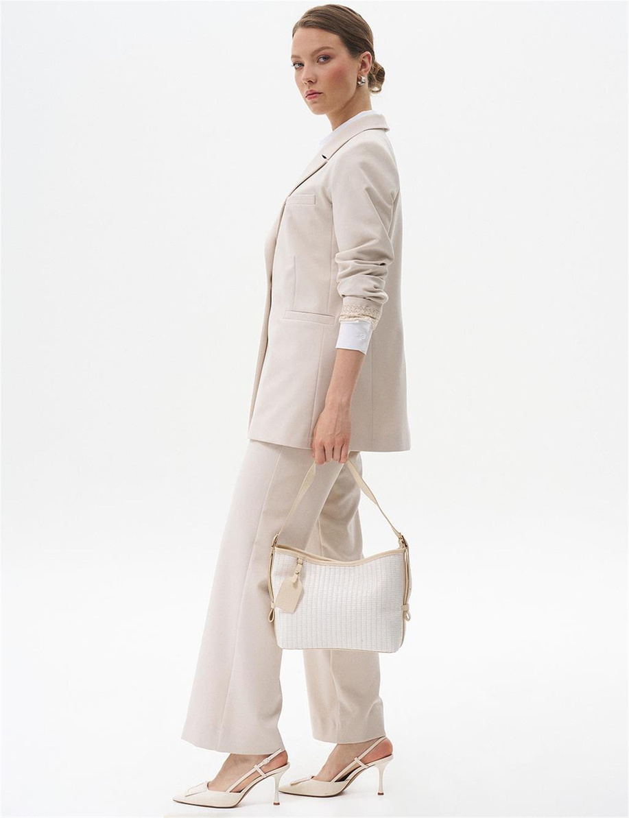 Fleto Cepli Basic Ceket Taş