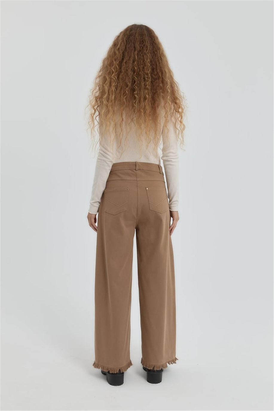 Gabardin Bol Paça Pantolon Vizon