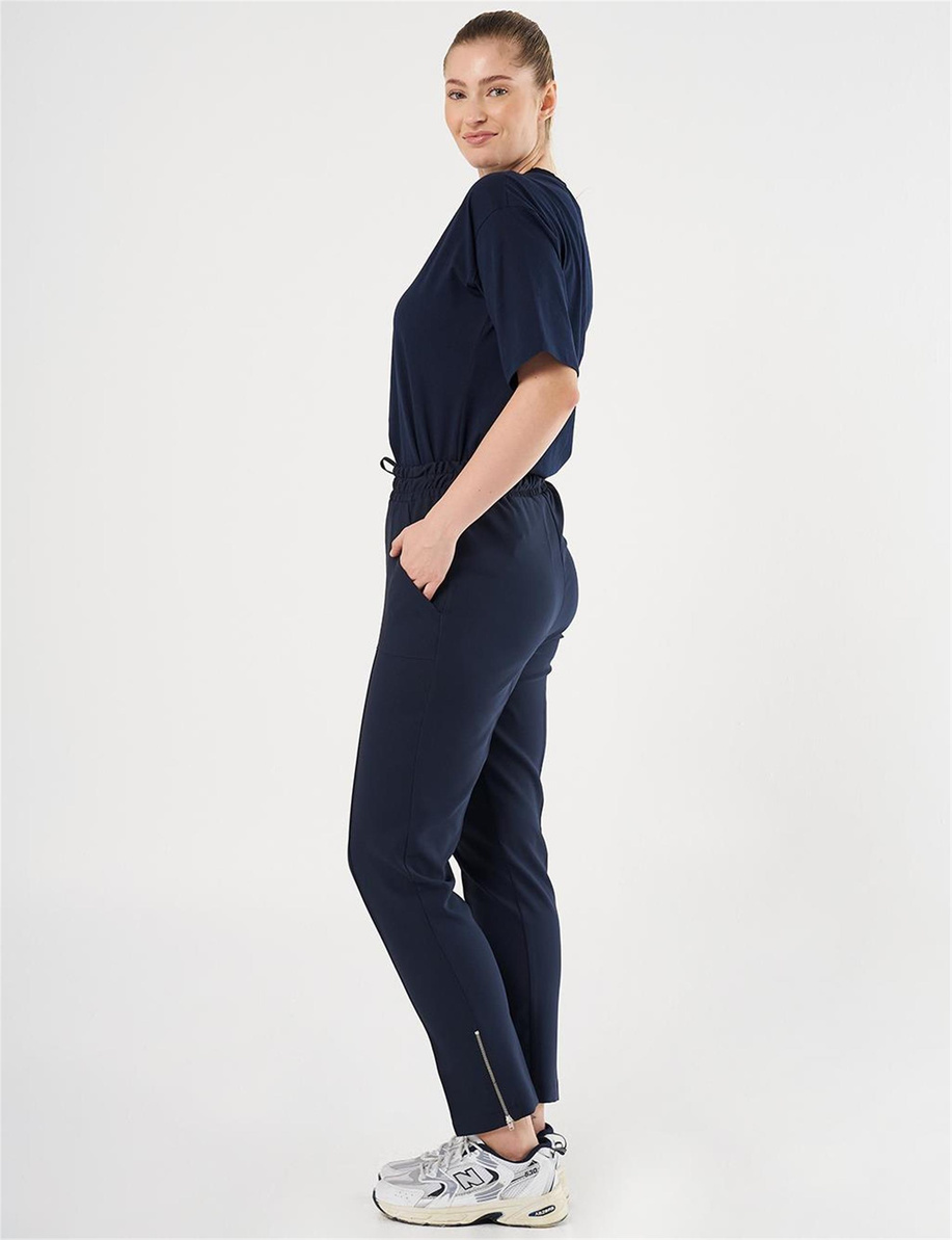 Geniş Cepli Çimalı Pantolon Koyu Lacivert