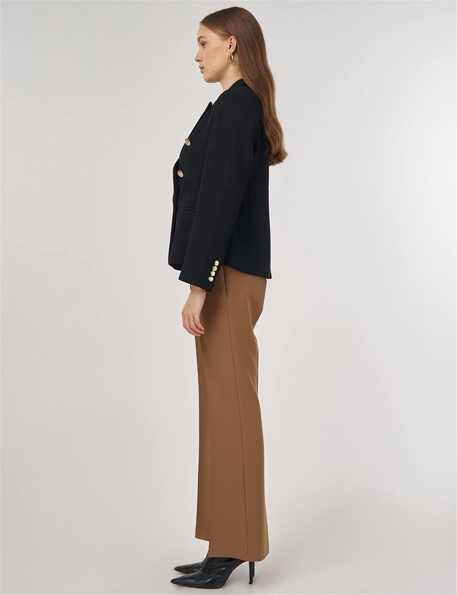 Gold Düğmeli Blazer Ceket Siyah