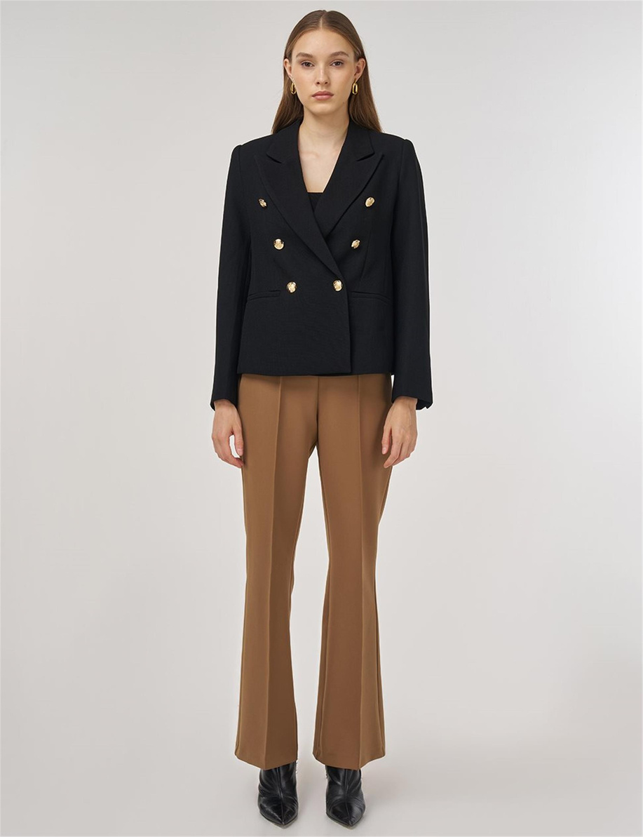 Gold Düğmeli Blazer Ceket Siyah
