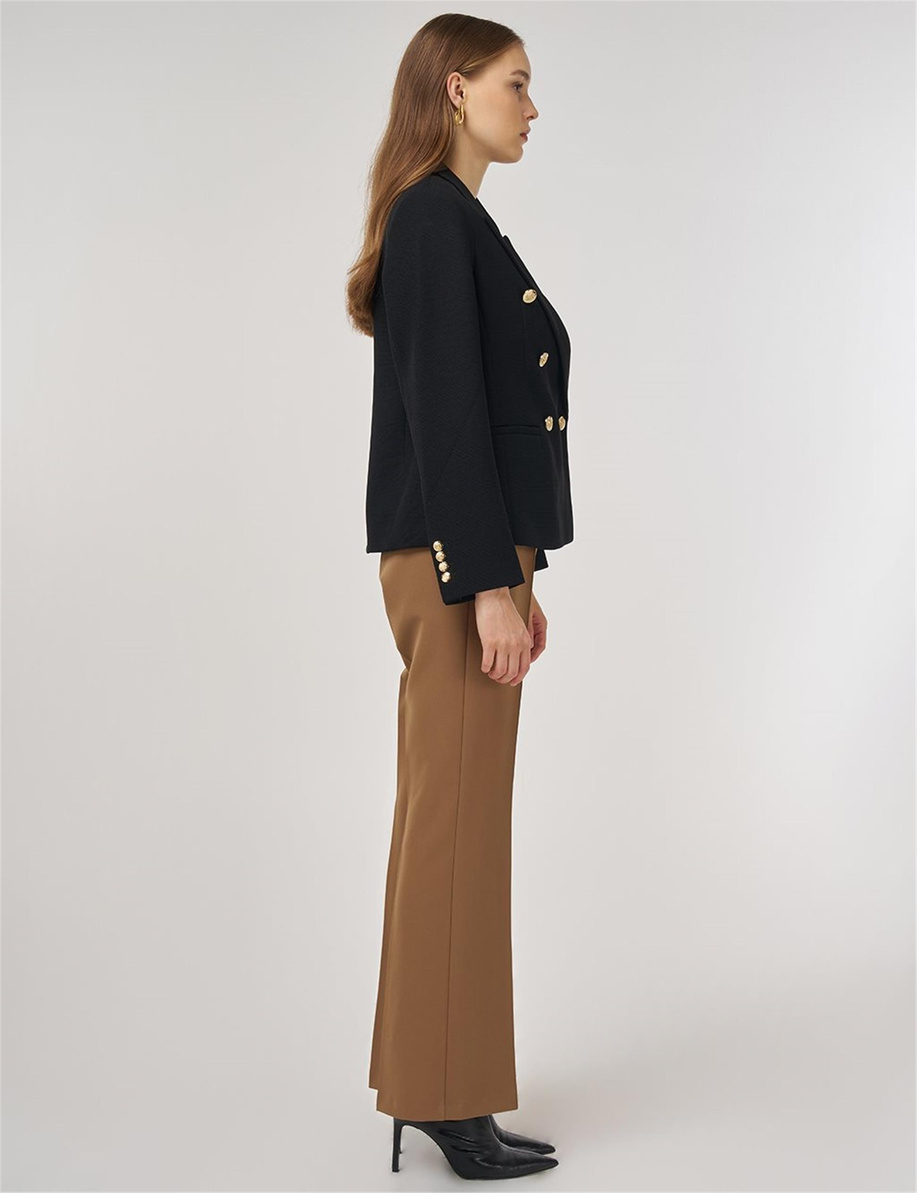 Gold Düğmeli Blazer Ceket Siyah