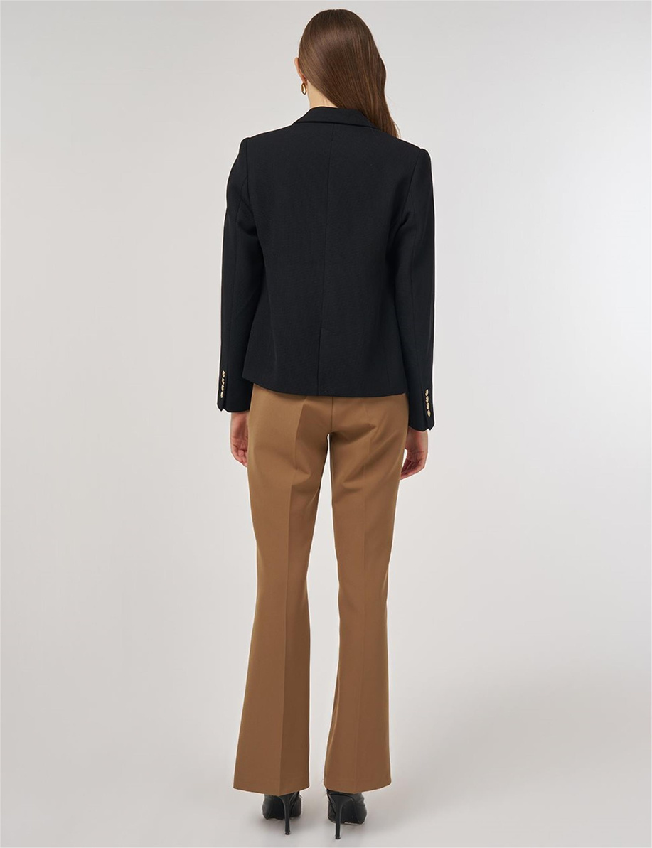 Gold Düğmeli Blazer Ceket Siyah